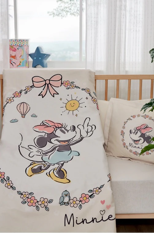 Бебешки спален комплект «Minnie Mouse Sunshine» - 3 части, памук ранфорс - Image 2