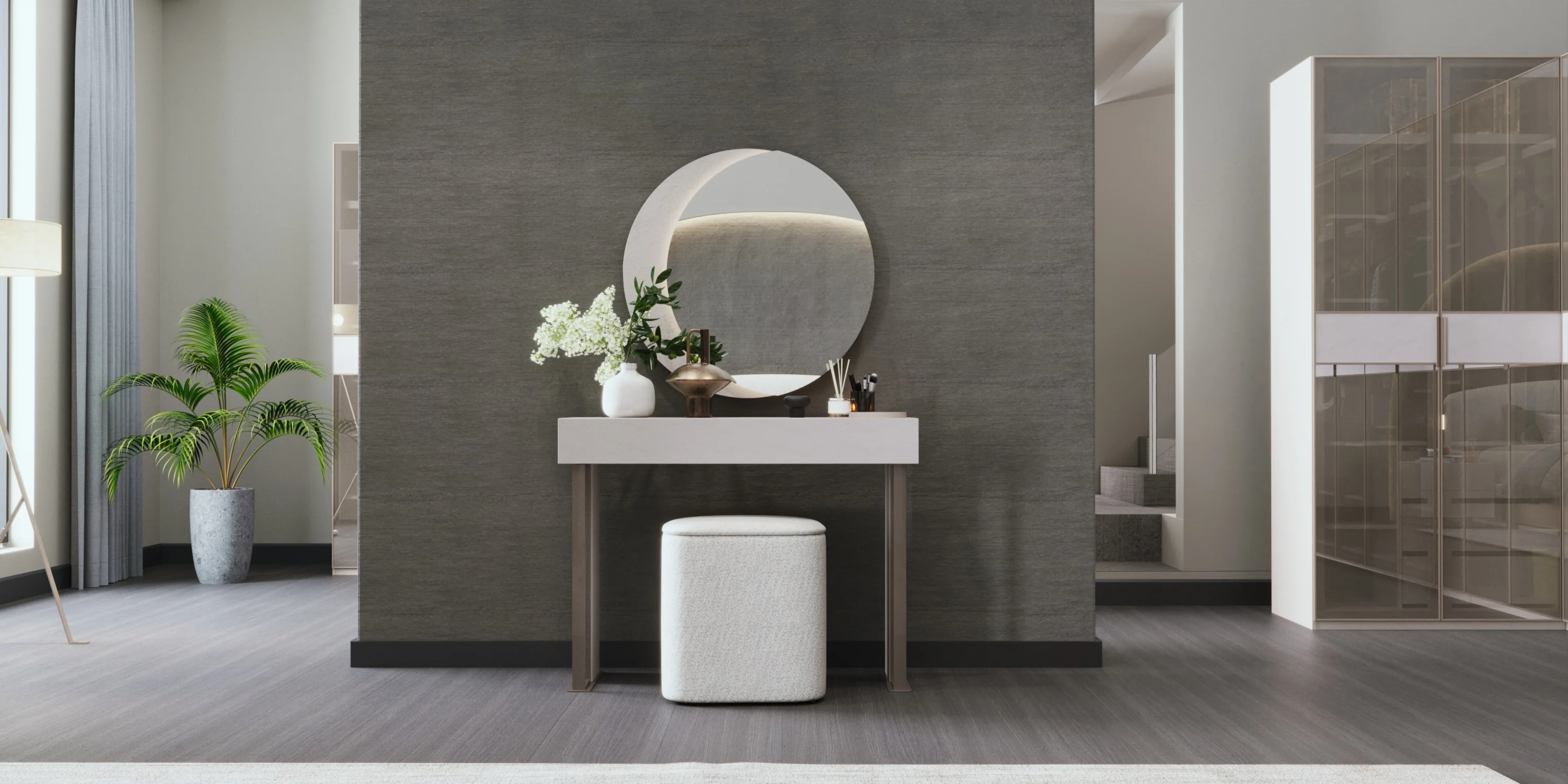 Тоалетка «Kasmir» + скрин с три чекмеджета и огледало, размер 137х86х53см - Image 2