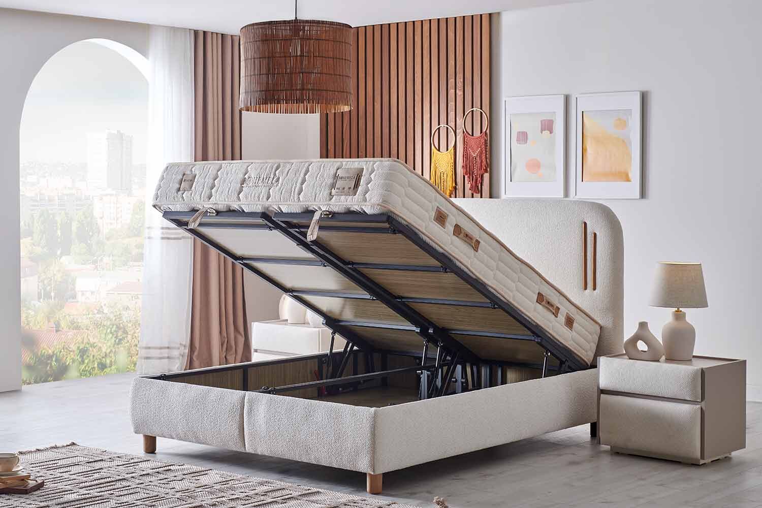 Тапицирано легло «Bohemela» + Матрак и табла - с място за съхранение - Image 2