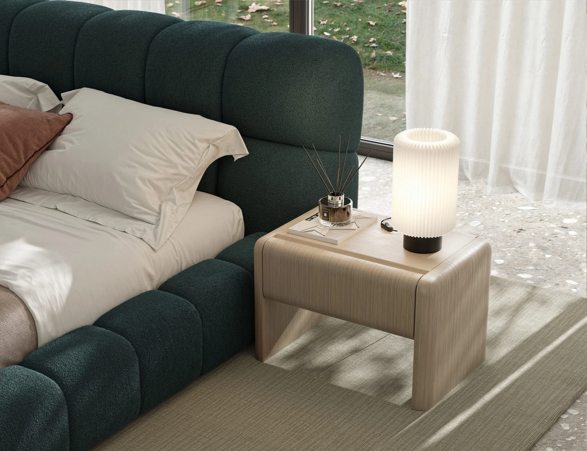 Нощно шкафче «Aqua» + чекмедже, естествен фурнир, размер 65х43х48см - Image 2