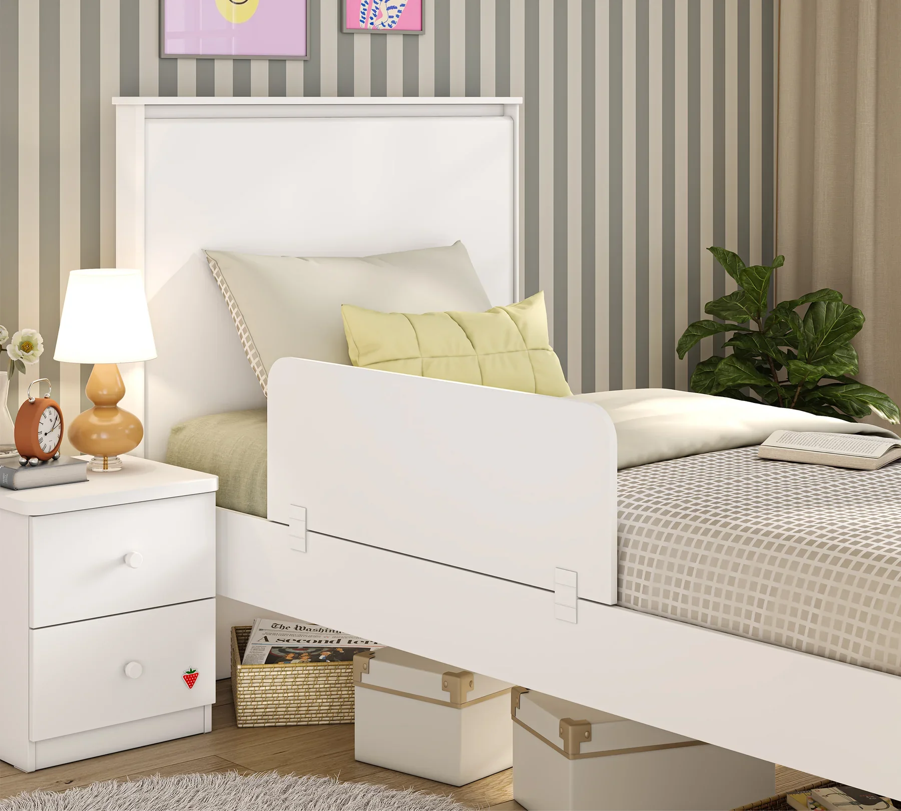 Нощно шкафче «Varia White» + две чекмеджета, размер 43х50х42см - Image 3