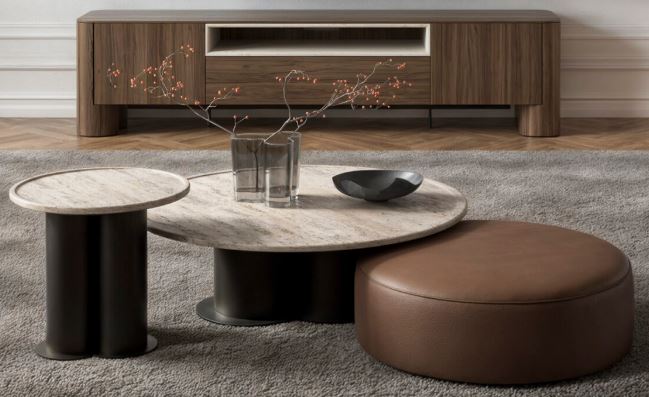 Холна маса «Trio» с травертин, размер 103х31х103см - Image 3
