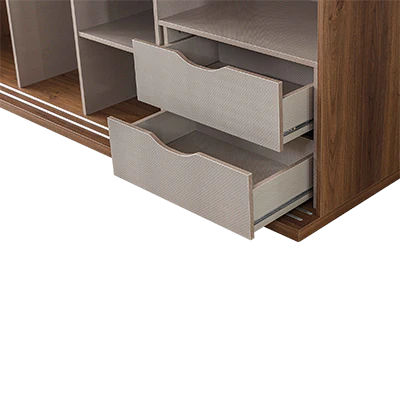 Гардероб «Wood» с огледална врата, лост за закачалки, рафтове, ширина 269см - Image 6