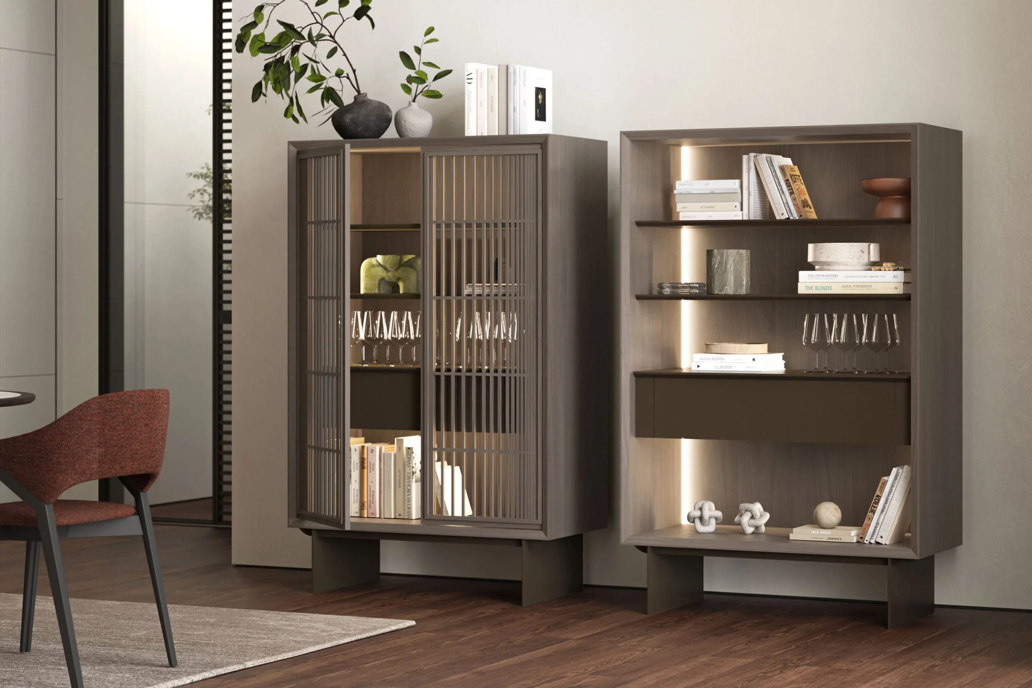 Витрина «Riva» + стъклени врати, с чекмедже и LED осветление, размер 103х160х50см - Image 6