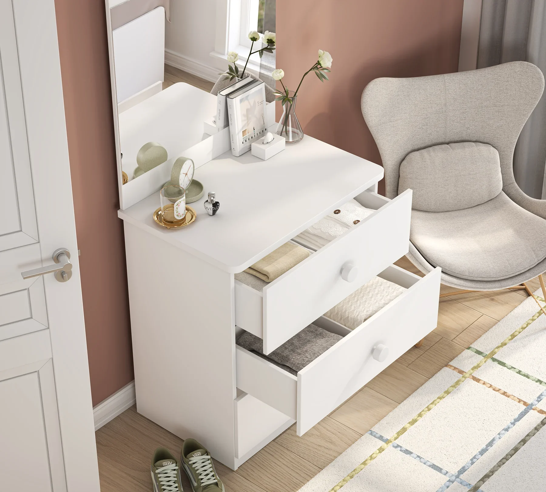 Скрин «Varia White» с три чекмеджета, размер 73х80х50см - Image 2