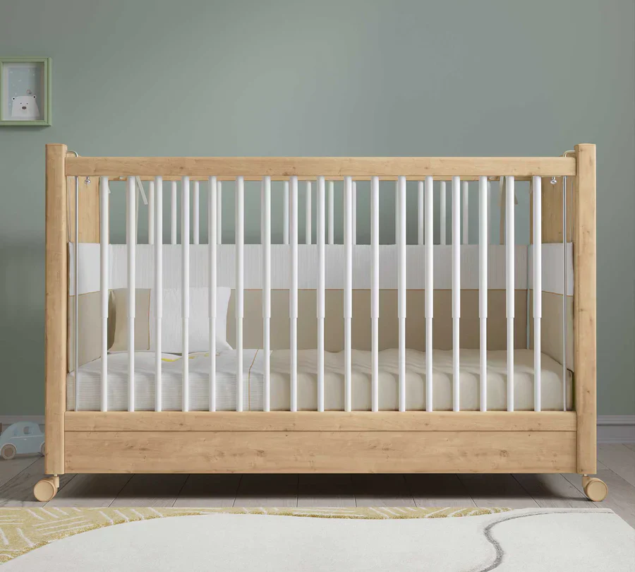 Бебешка кошара «Mocha» с въртящи колелца и подвижна преграда, за матрак 60х120см - Image 3
