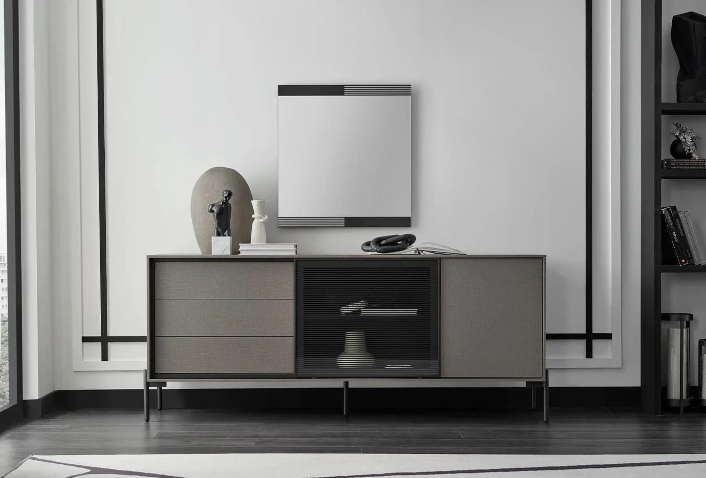 Бюфет «Berta» с три чекмеджета, с LED осветление, размер 192х82х50см