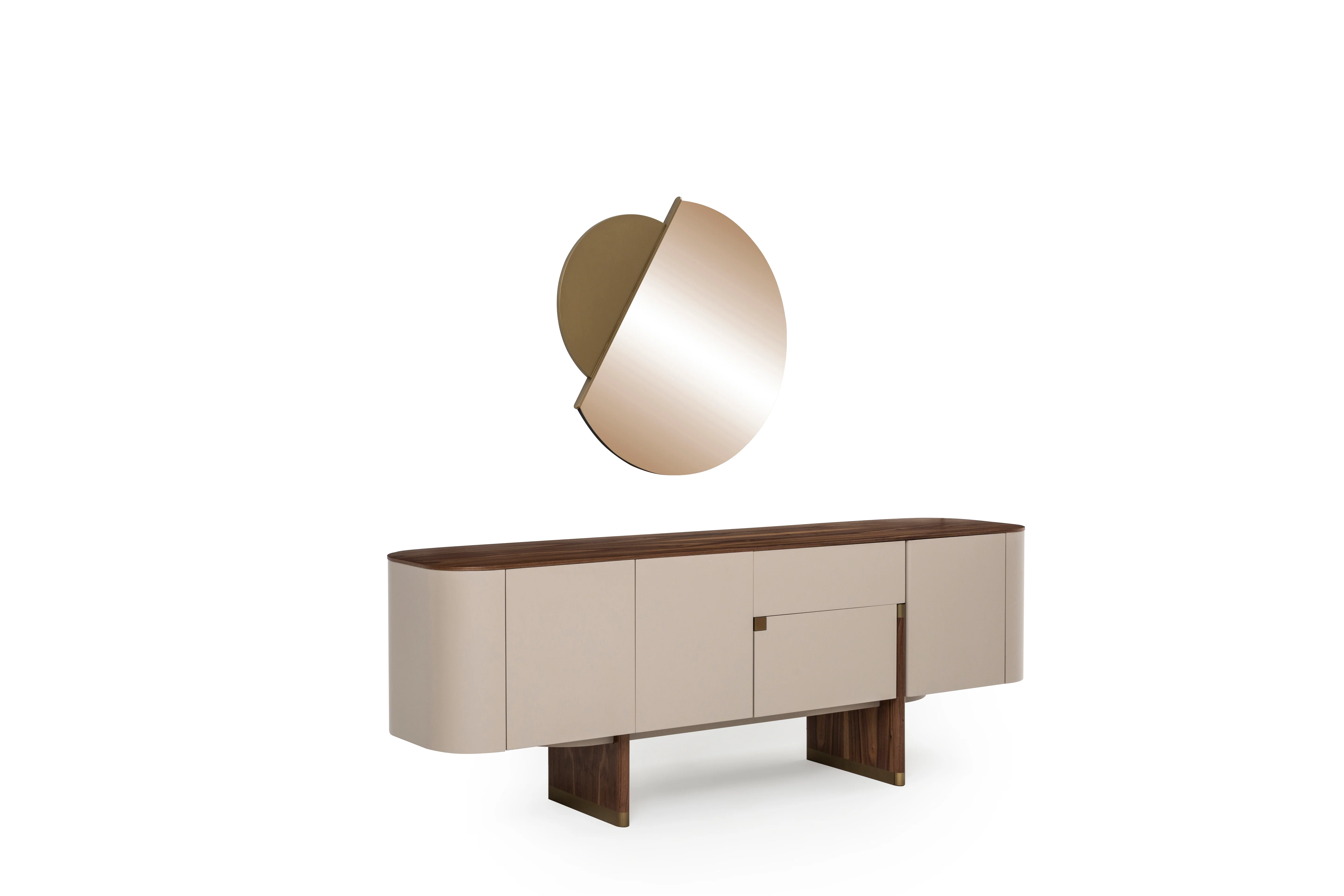 Бюфет «Delta Bej Walnut» с естествен фурнир, с две чекмеджета, размер 220х79х51см - Image 2