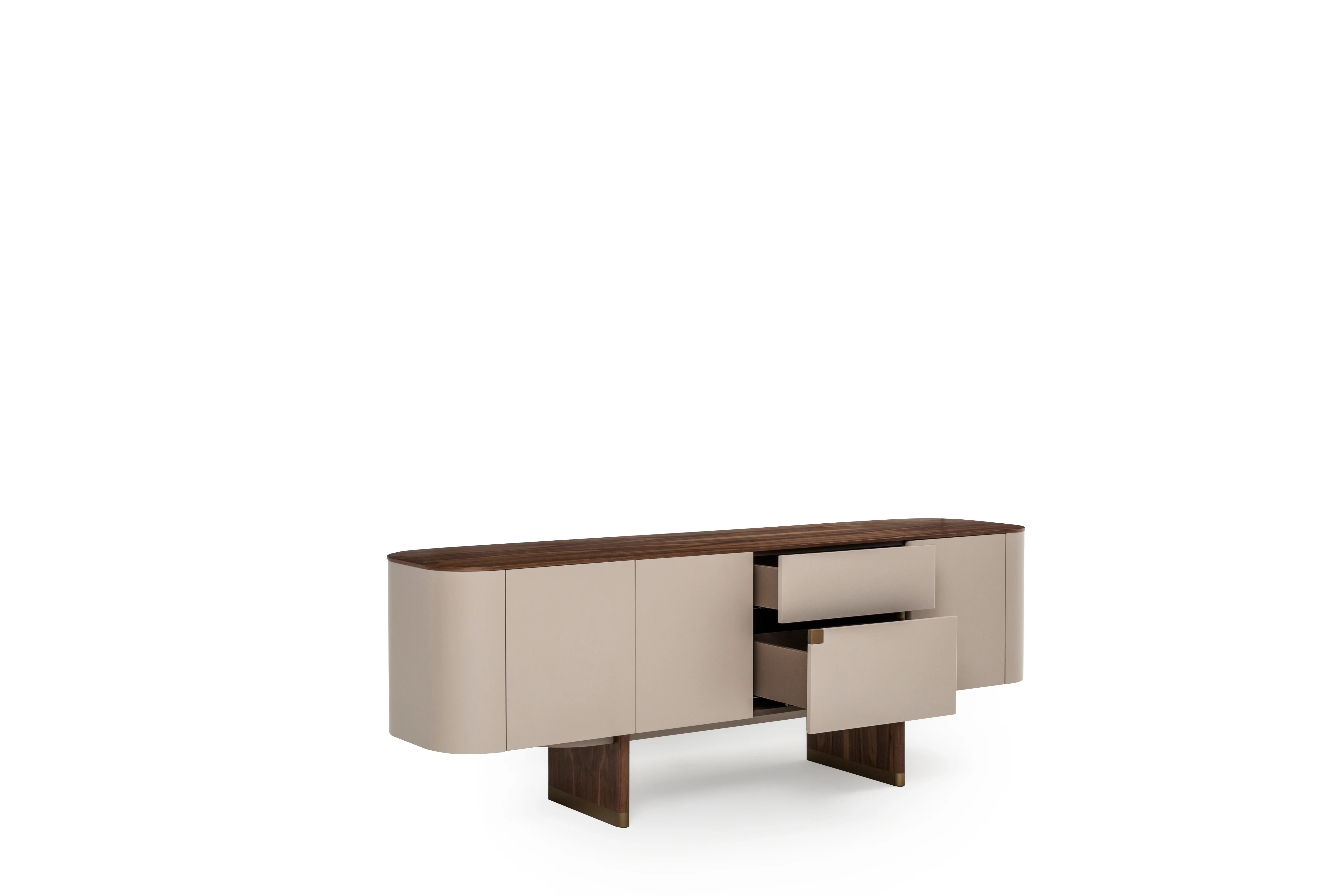 Бюфет «Delta Bej Walnut» с естествен фурнир, с две чекмеджета, размер 220х79х51см - Image 7