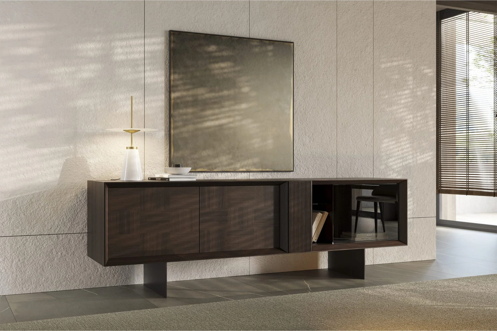 Бюфет «Heritage Smoke Oak» с естествен фурнир, размер 235х78х50см