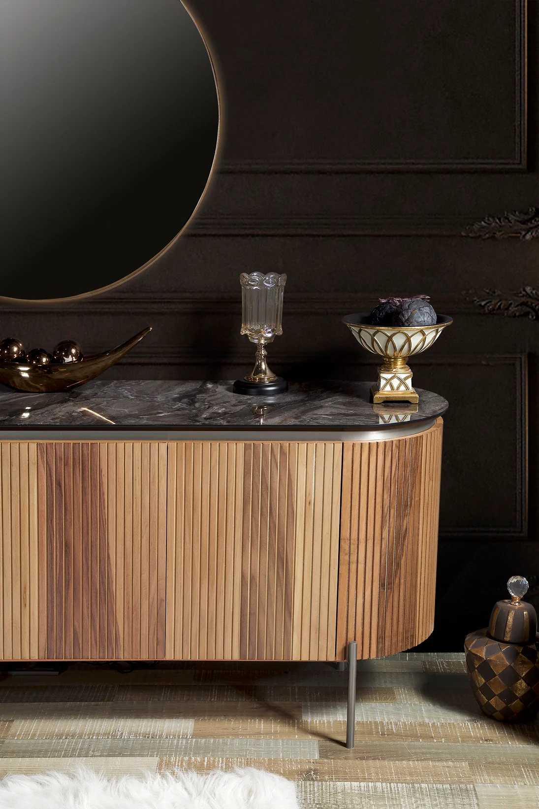 Бюфет «Tesla Walnut» с естествен фурнир, размер 208х78х52см - Image 13