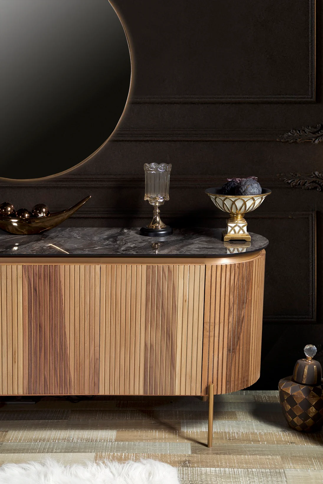 Бюфет «Tesla Walnut» с естествен фурнир, размер 208х78х52см - Image 7