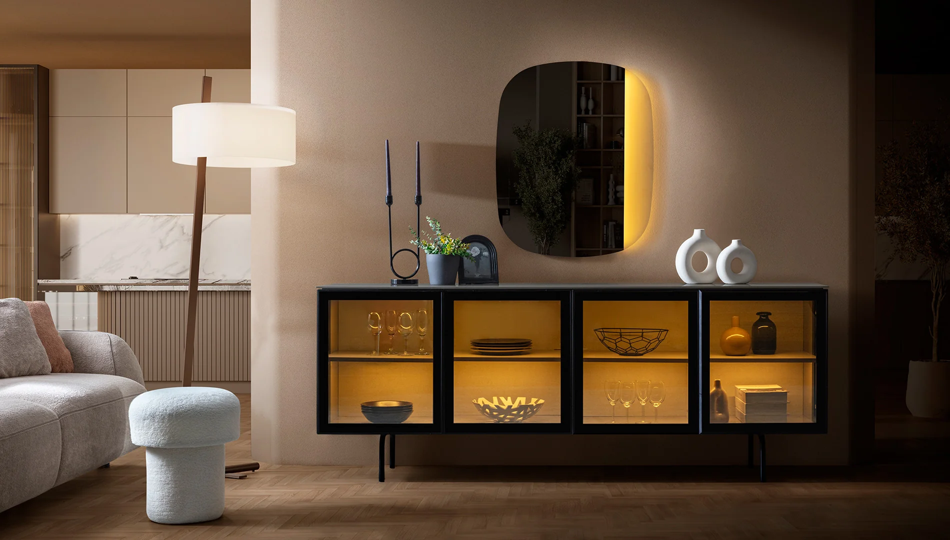 Бюфет «Zenith» + LED осветление, размер 210х80х45см - Image 2