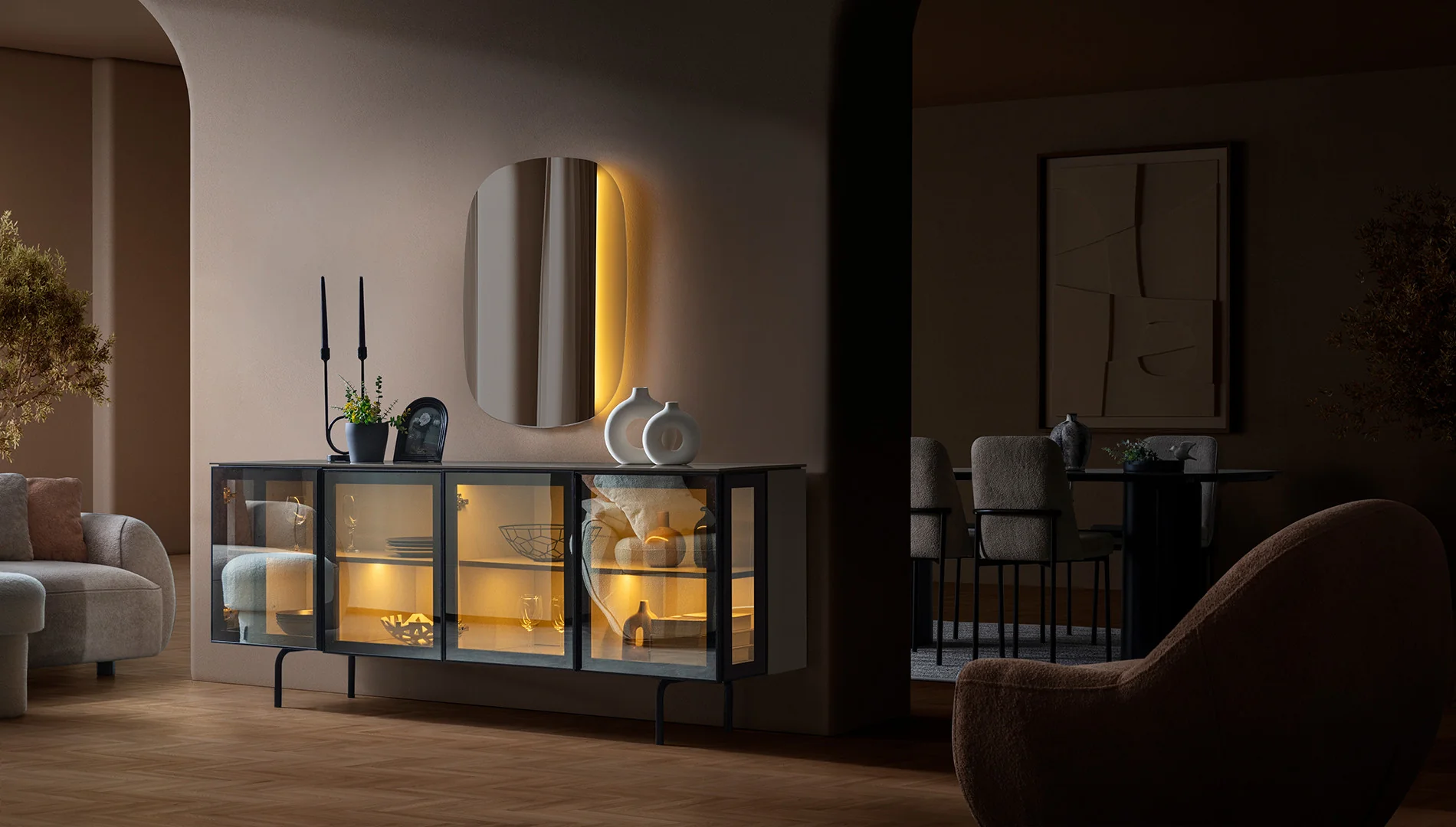 Бюфет «Zenith» + LED осветление, размер 210х80х45см - Image 5