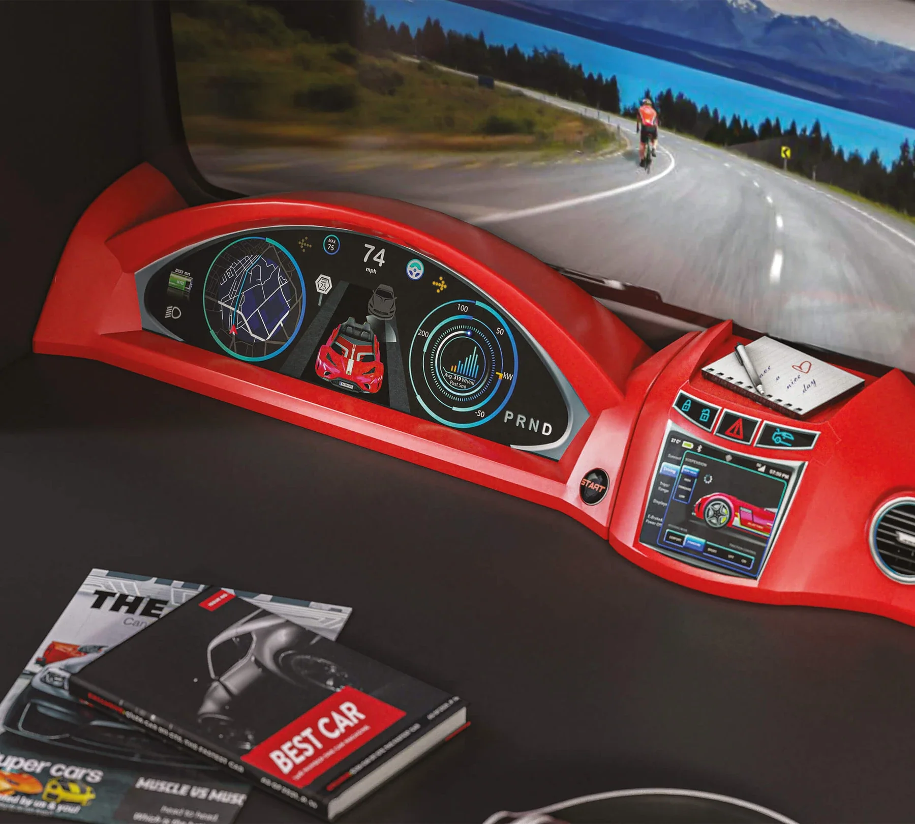 Бюро с надстройка «Champion Racer» + чекмеджета с органайзери, 3Д детайли, размери 115х174х68 - Image 6