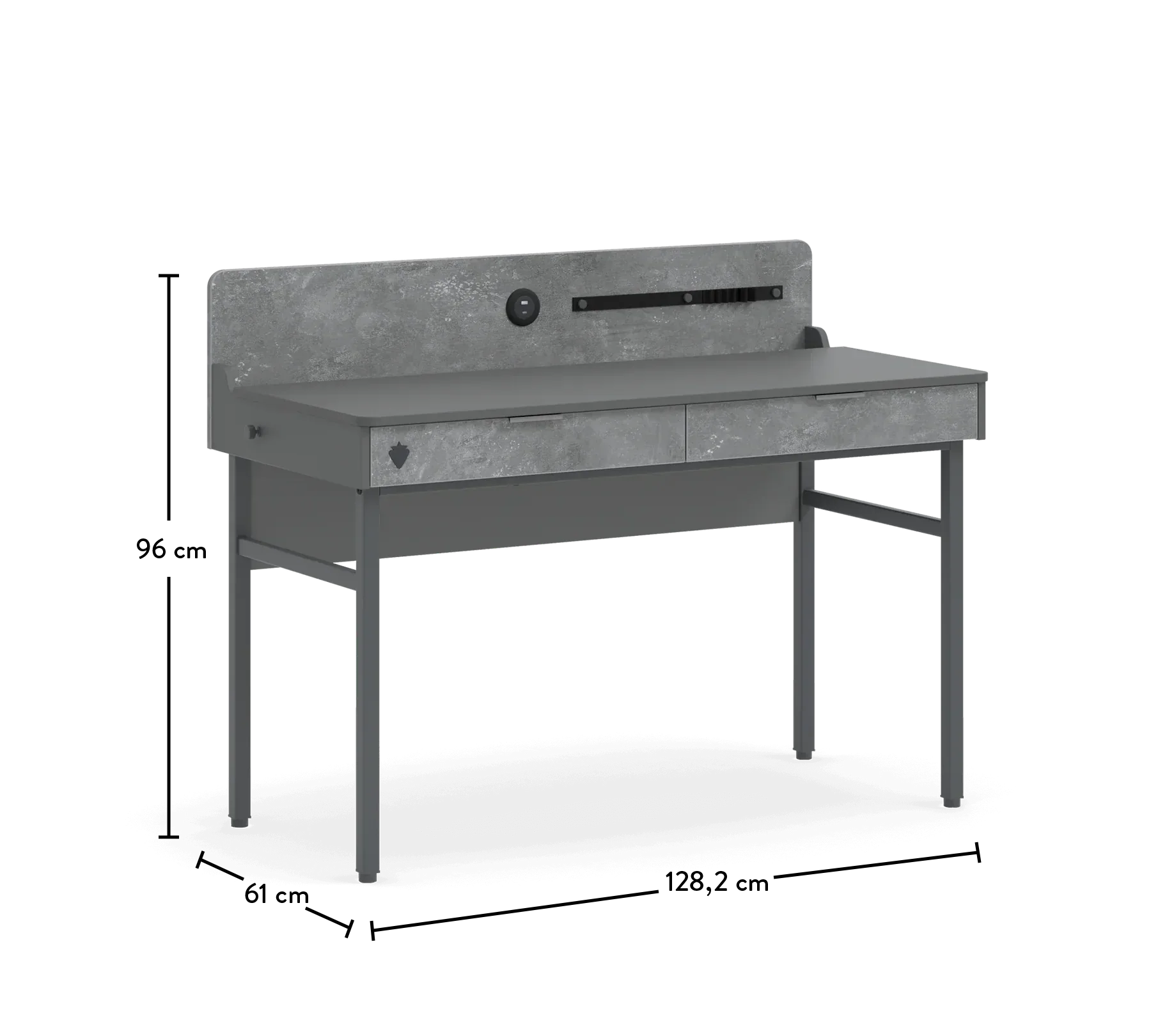 Бюро «Space Gray» с USB зарядна станция, размер 128x96x61 - Image 9