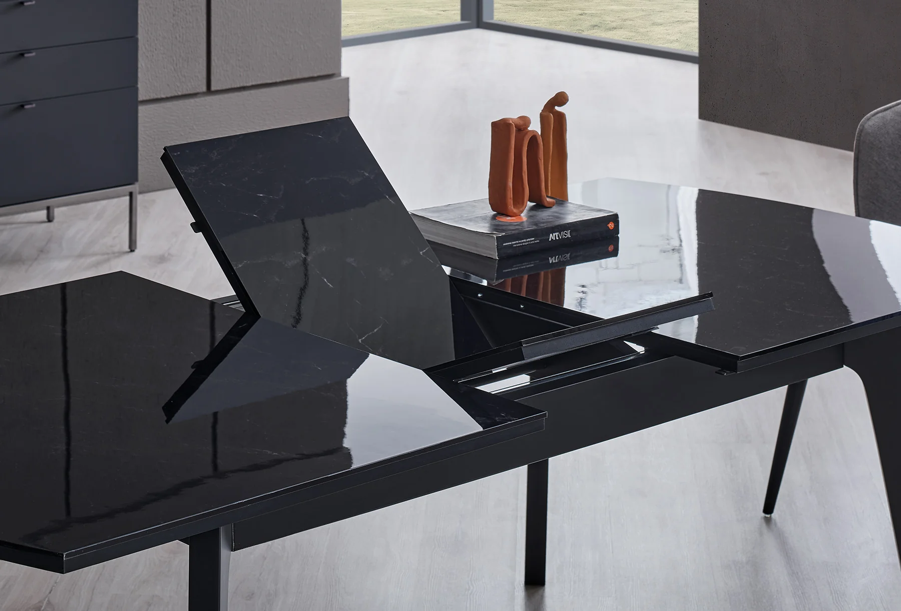 Трапезна разтегателна маса «Legato Black» с размер 180х76х100см - Image 5