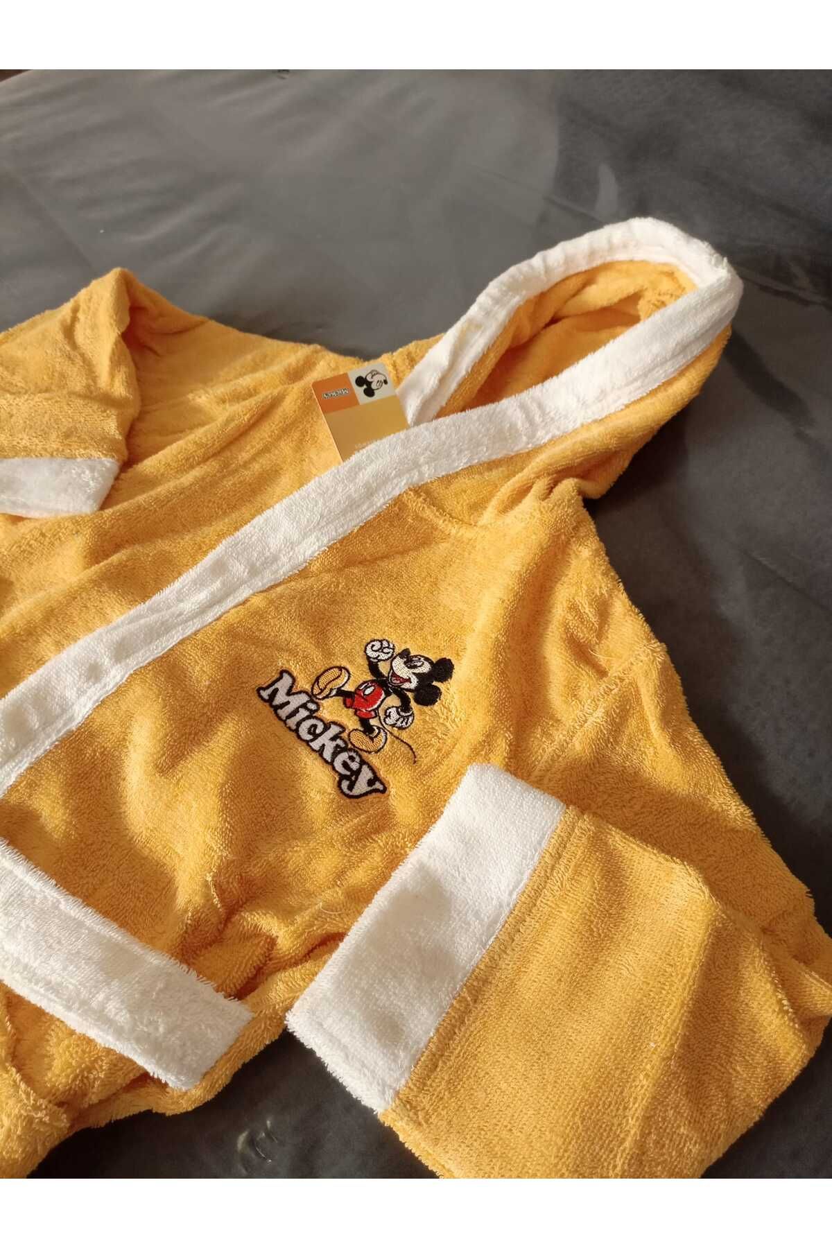 Детски халат за баня «Mickey M.Happy Yellow» - памук, възраст 11-12г - Image 2