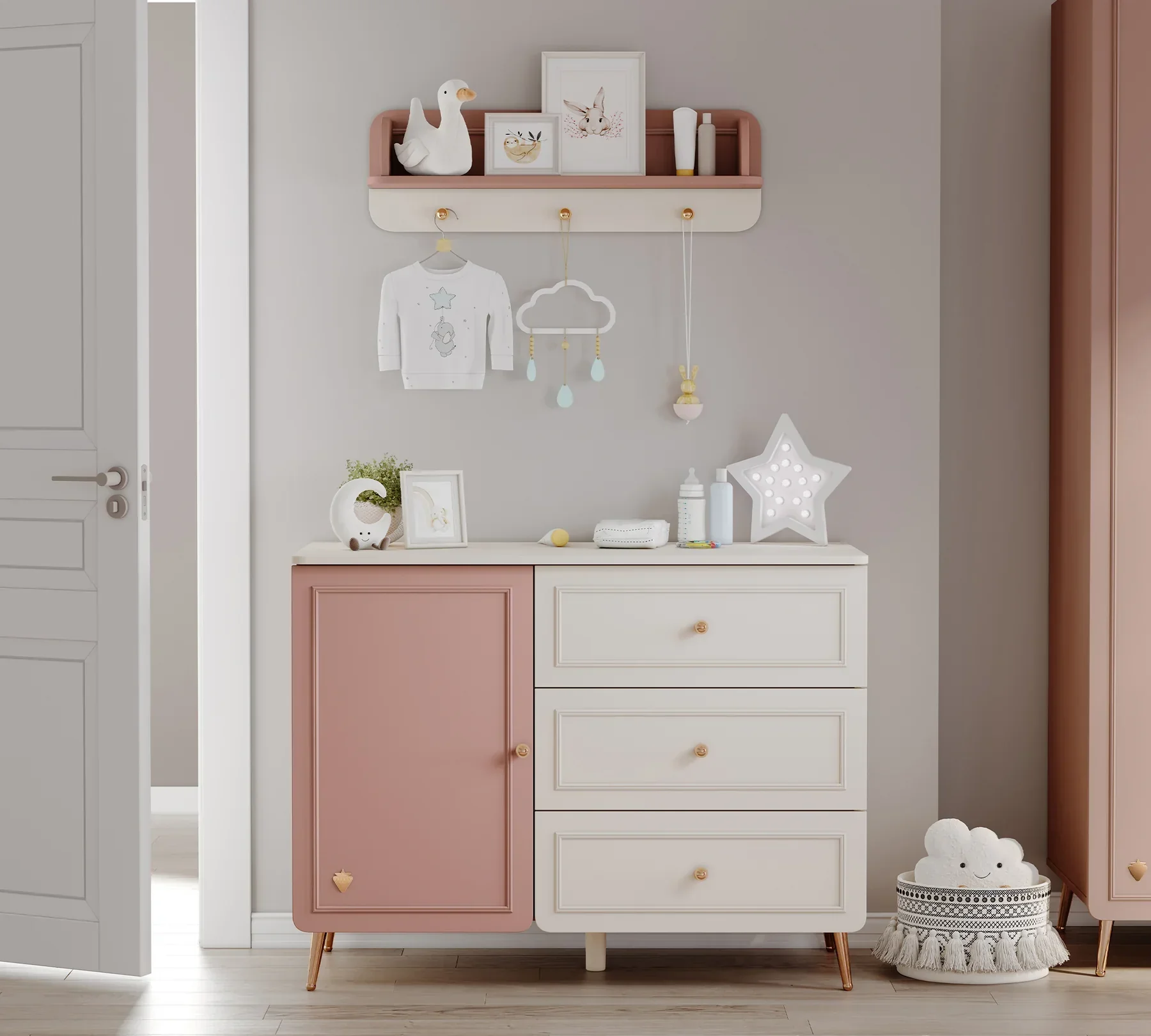 Скрин «Elegance Baby» с три чекмеджета и шкаф, размер 112х86х47см - Image 3