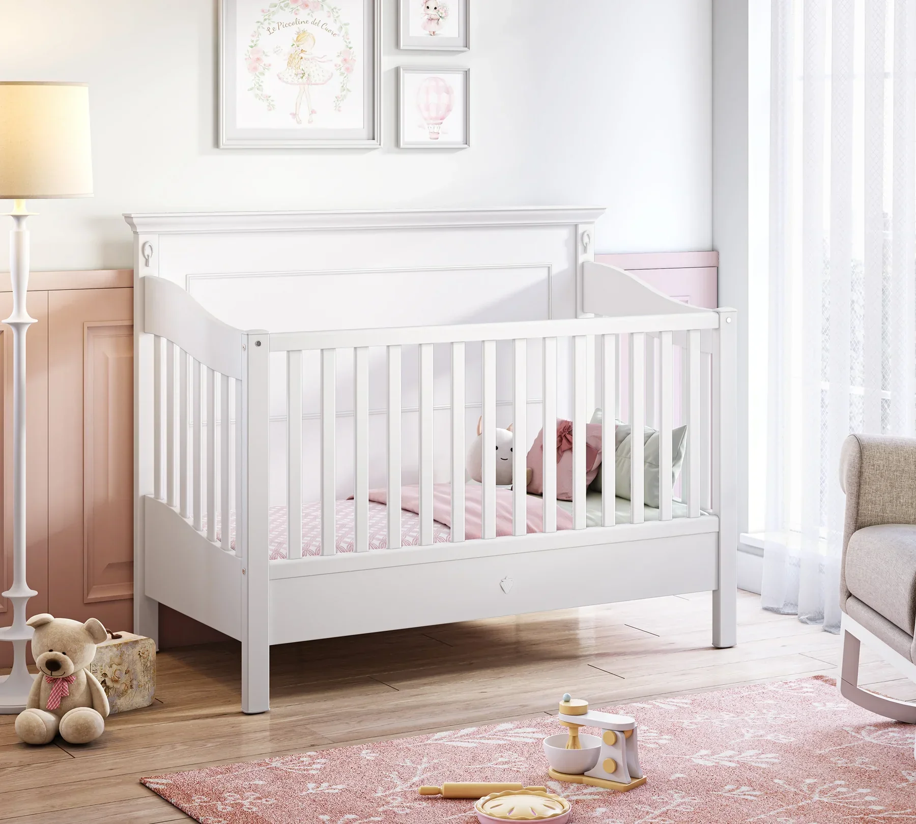 Дневно легло «Romantic baby» с подвижна преграда, за матрак 70х140см