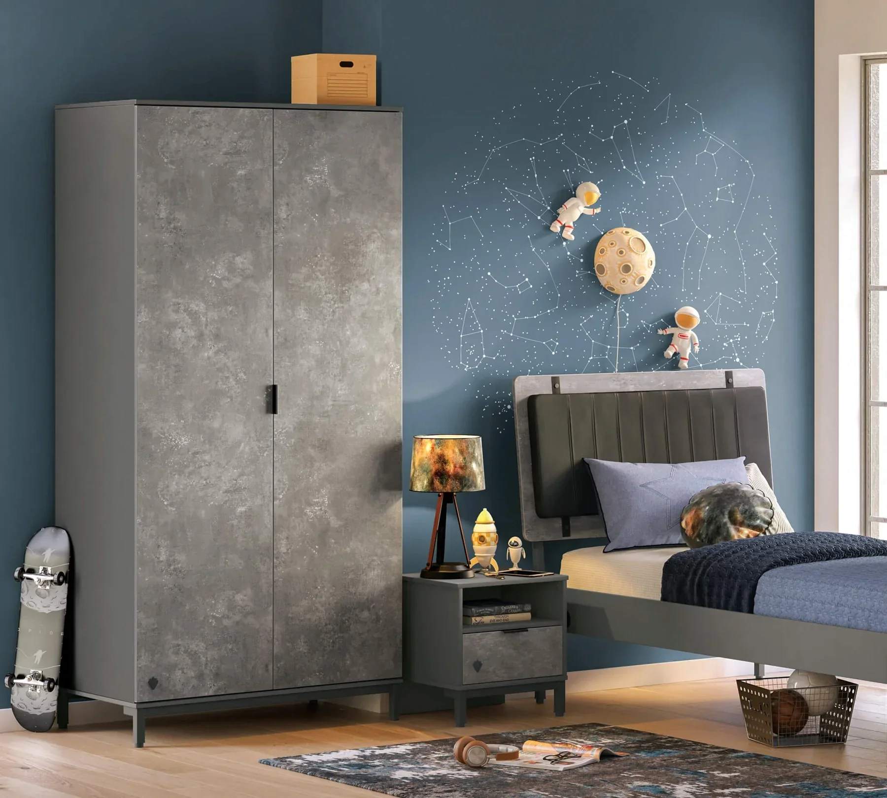 Двукрилен гардероб «Space Gray» - рафтове, ширина 104см - Image 7