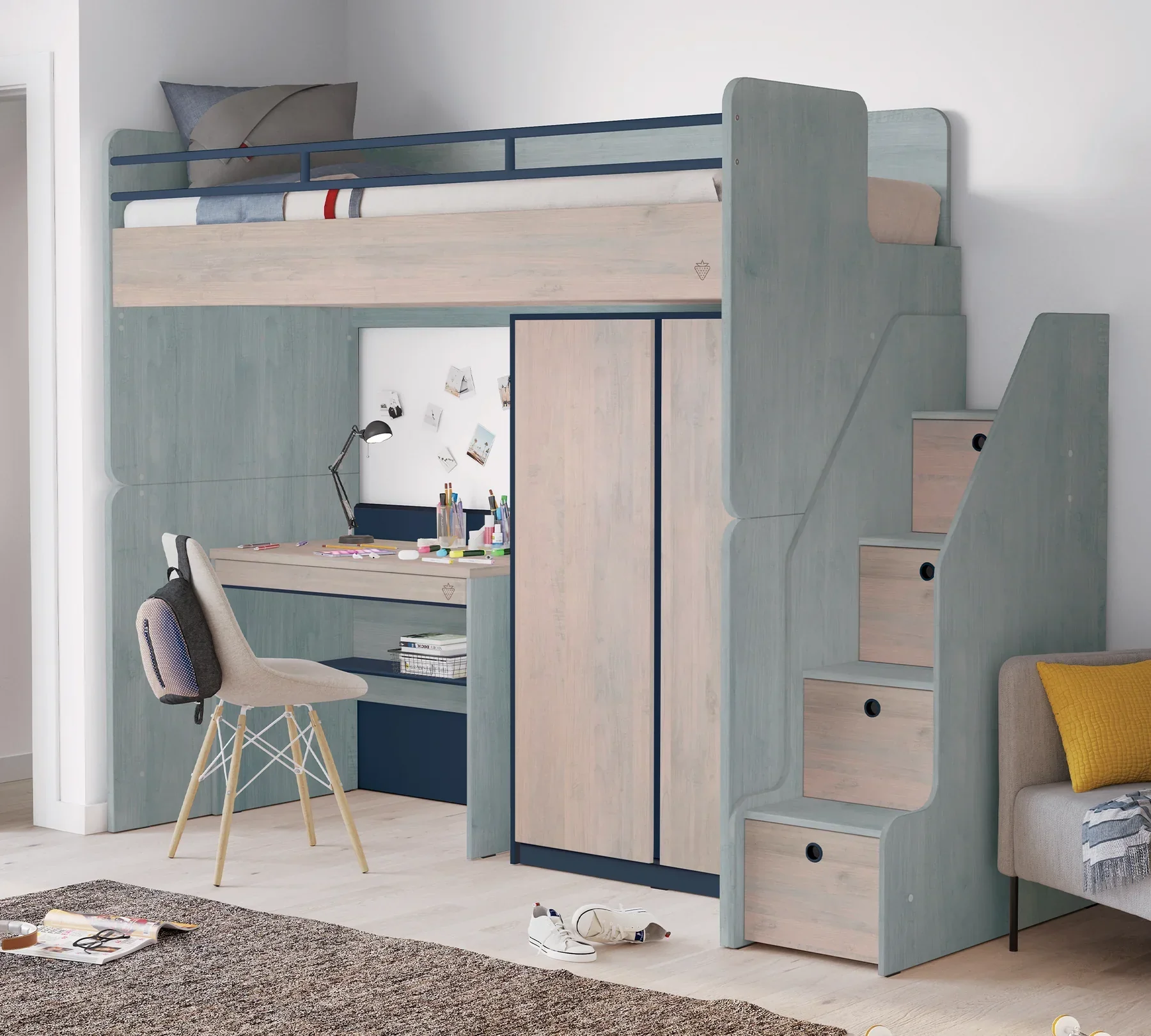 Горно легло за модулно двуетажно легло «Studio Trio» за матрак 90х200см - Image 4
