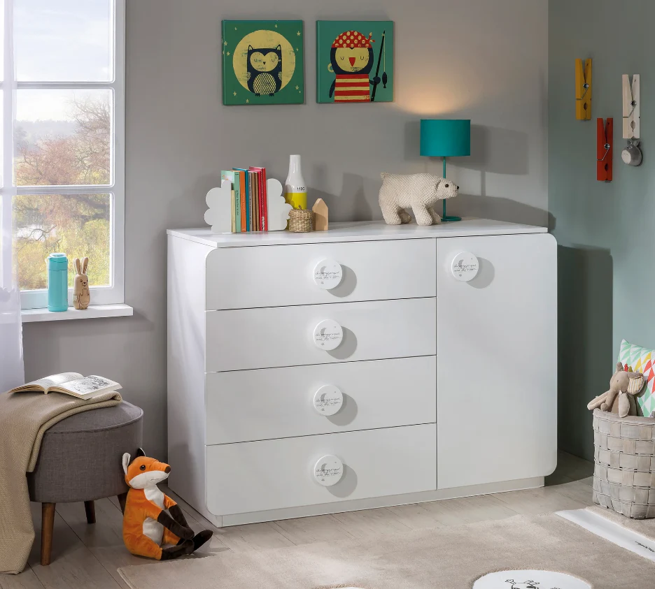 Скрин «Baby Cotton» с четири чекмеджета и шкаф, размер 125х89х56см - Image 3