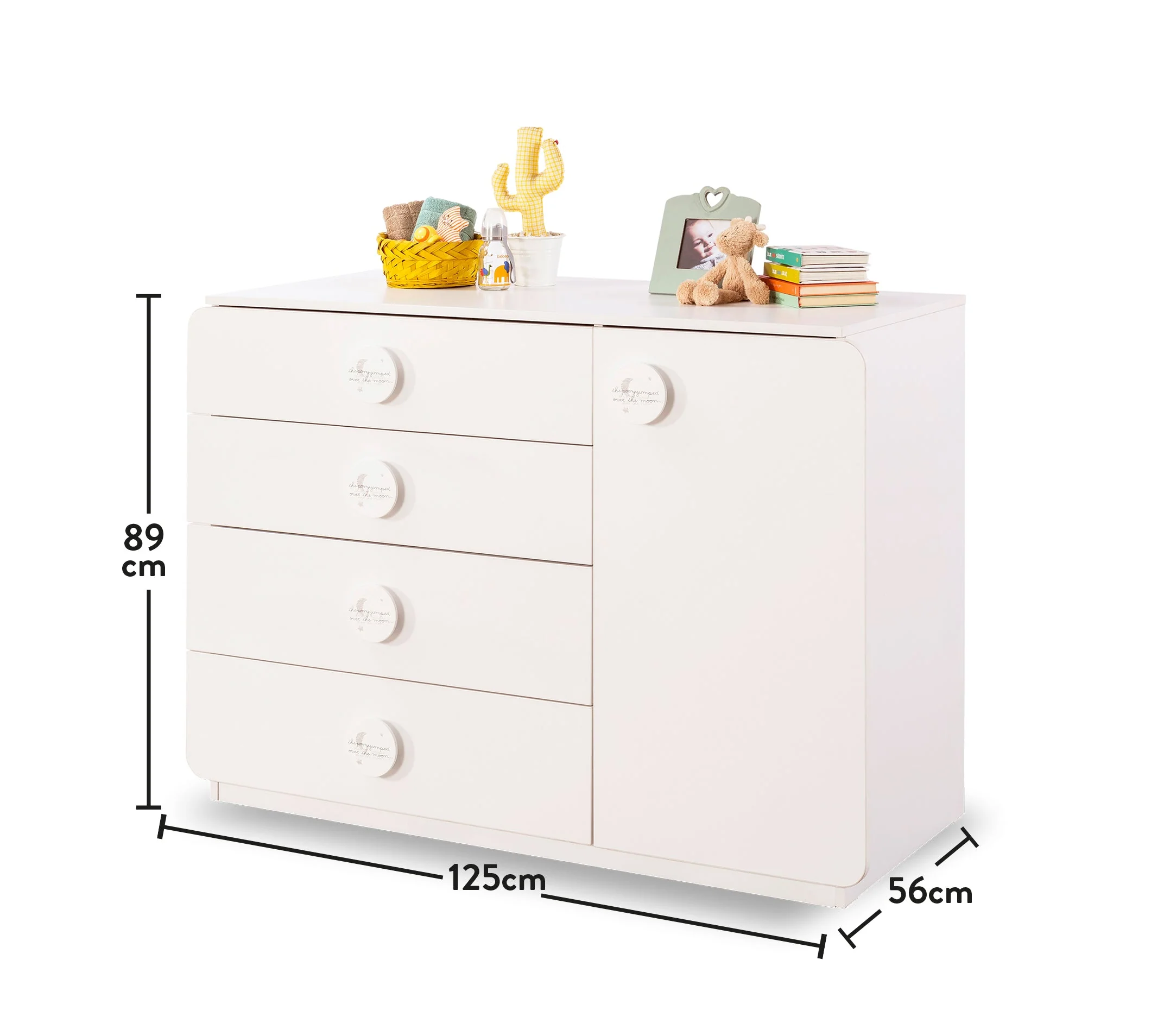Скрин «Baby Cotton» с четири чекмеджета и шкаф, размер 125х89х56см - Image 4