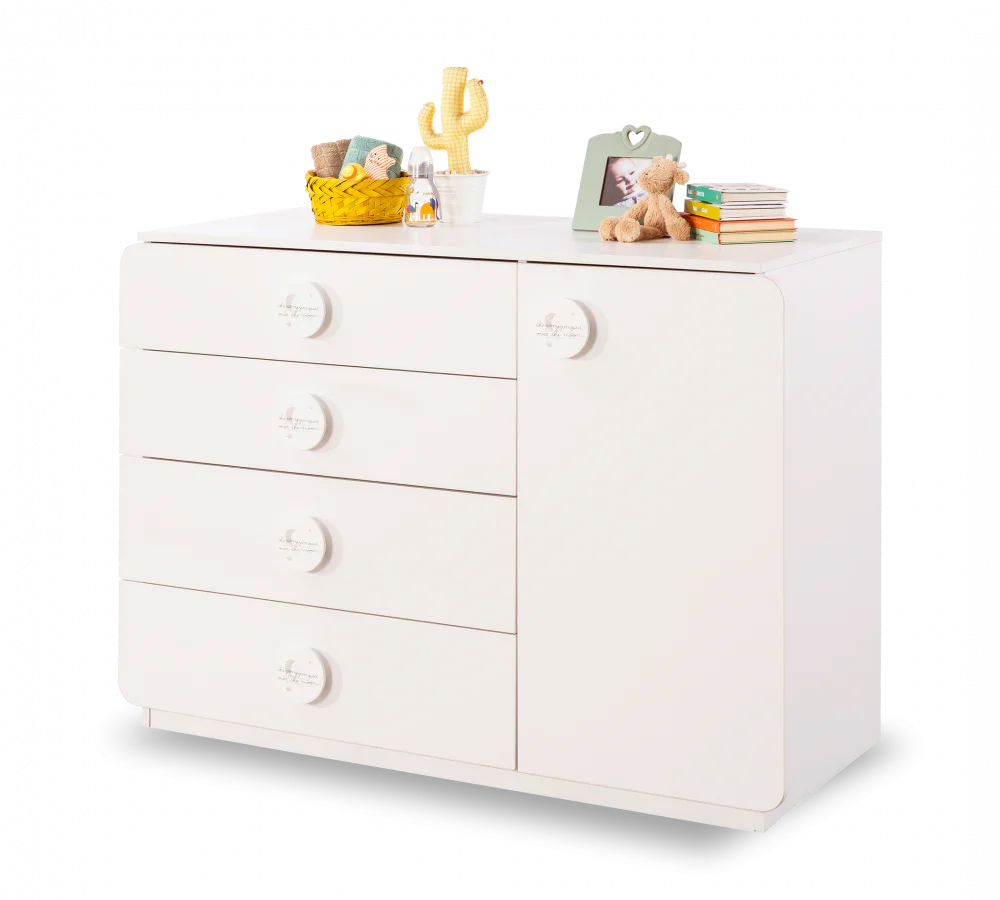Скрин «Baby Cotton» с четири чекмеджета и шкаф, размер 125х89х56см - Image 5