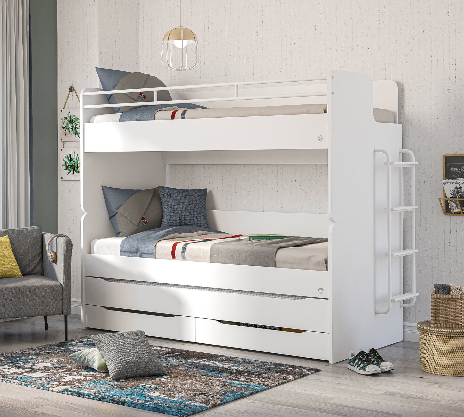 Горно легло за модулно двуетажно легло «Studio White» - Image 3