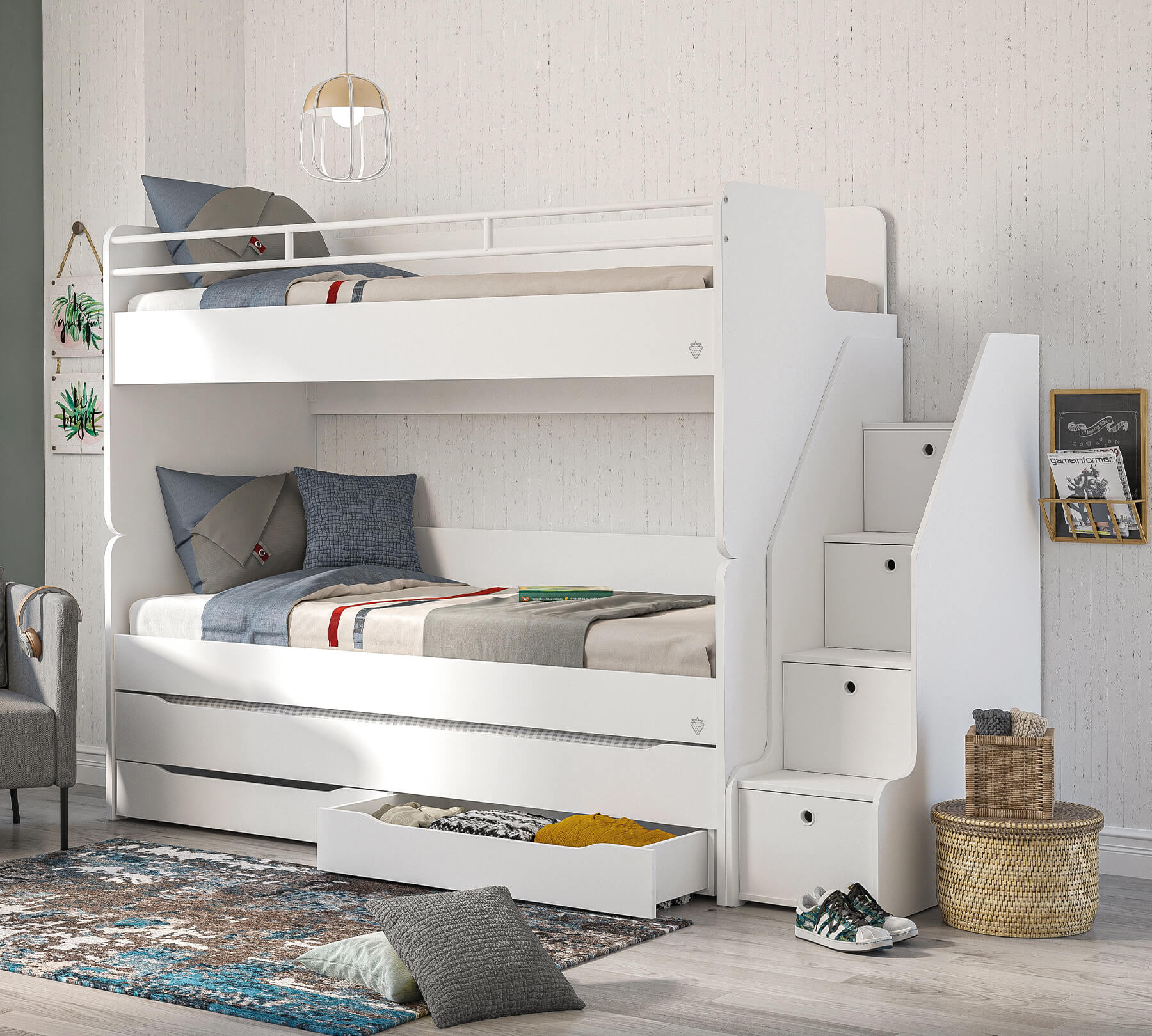Горно легло за модулно двуетажно легло «Studio White» - Image 4