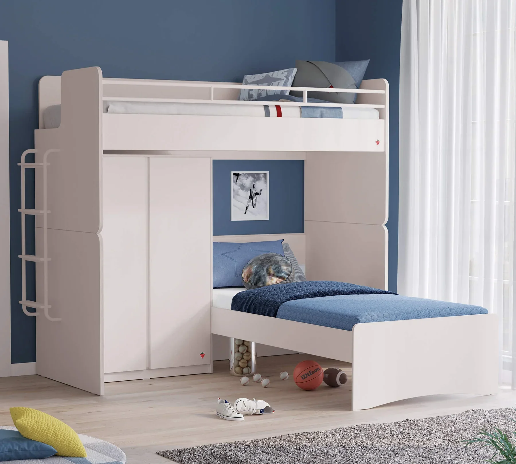 Горно легло за модулно двуетажно легло «Studio White» - Image 6