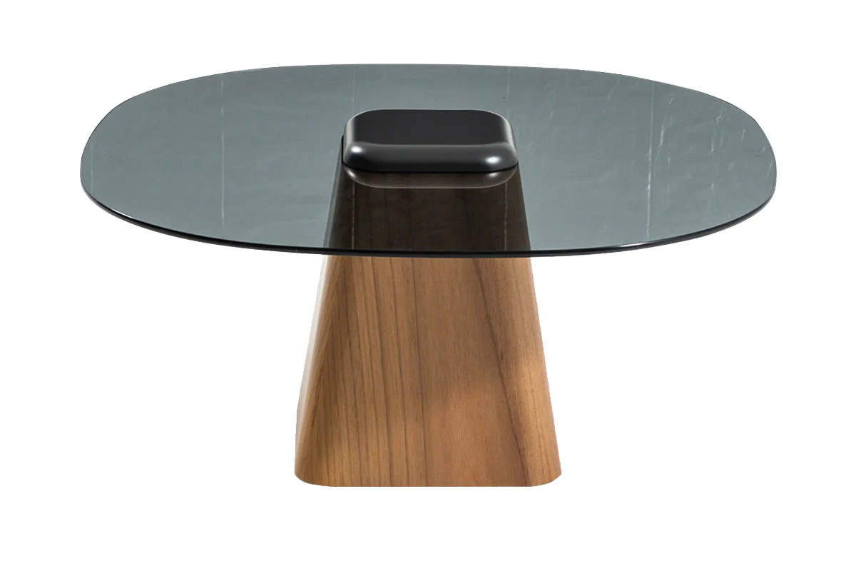 Холна маса «Chelsea Middle Walnut» стъклен плот, размер 80х38х80см