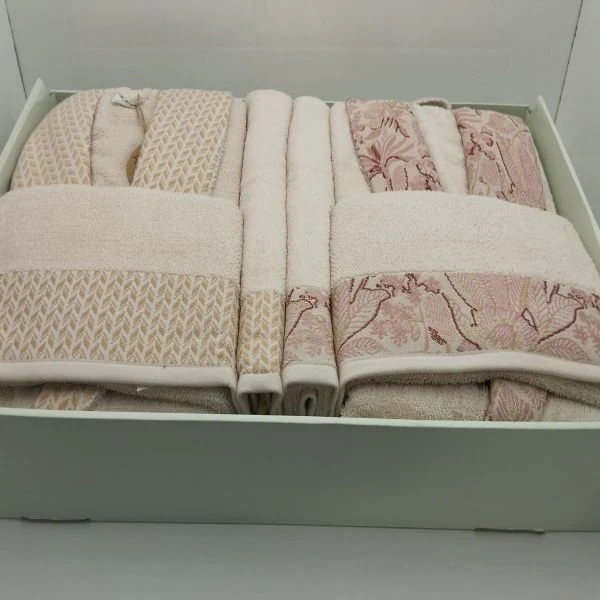 Комплект халати и хавлии «Candidum Krem-Pink/Krem-Bej» памук, бамбук, 6 части - Image 4