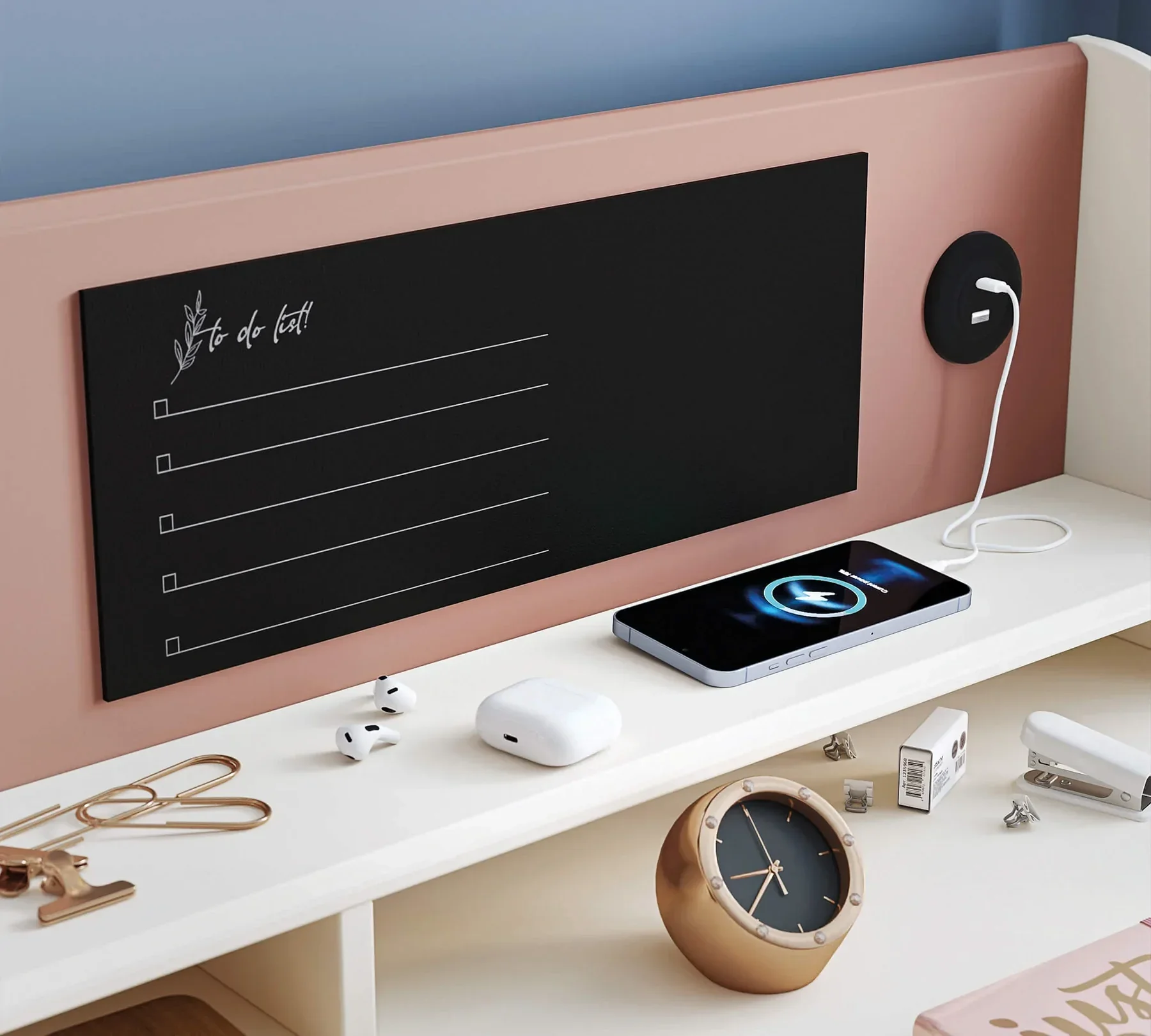 Надстройка за бюро «Elegance» + USB зарядна станция, LED осветление, размер 117х32х19см - Image 4