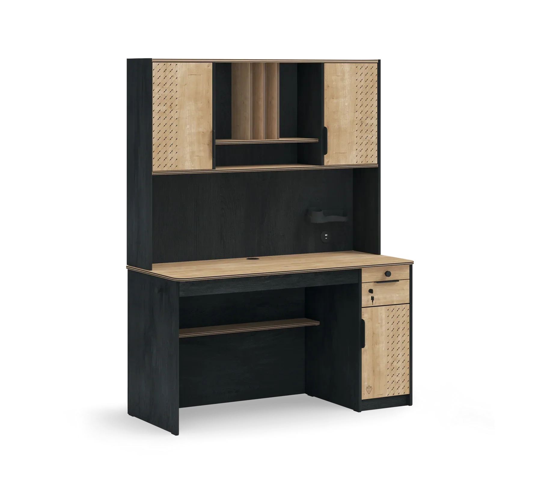 Надстройка за бюро «Black» + USB зарядна станция, размер 136х105х29см - Image 2