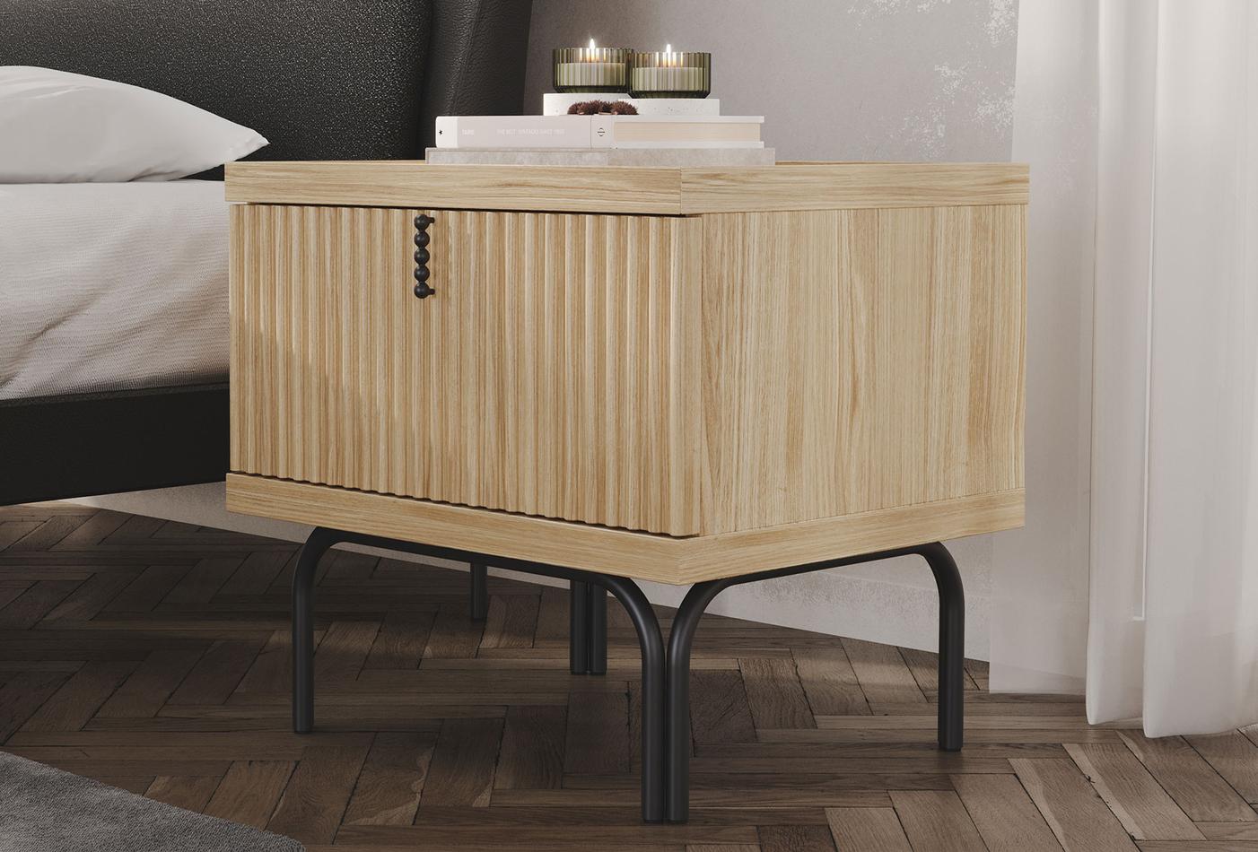 Нощно шкафче «Austin Oak» + чекмедже, размер 59х55х48см - Image 2