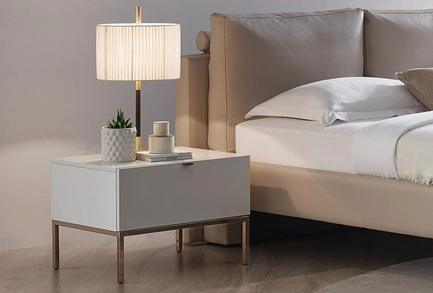 Нощно шкафче «Legato White» + чекмедже, размер 65х46х48см - Image 5