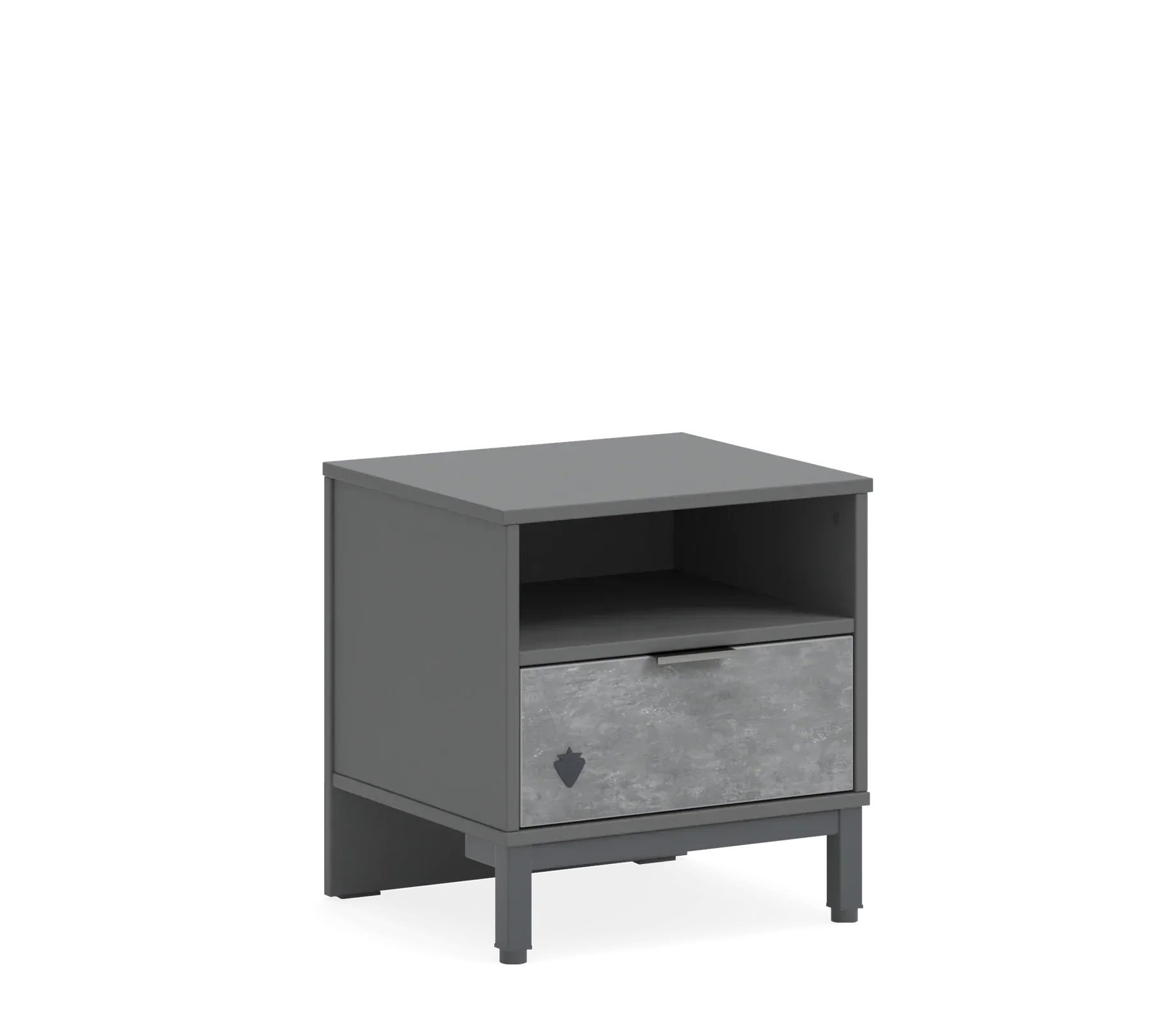Нощно шкафче «Space Gray» + чекмедже и рафт, размер 47х50х43см - Image 2