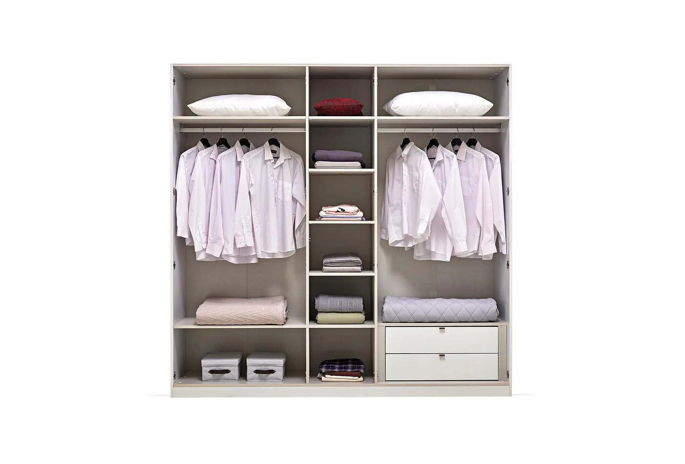 Петкрилен гардероб «Legato White» + стъклени врати, ширина 226см - Image 2