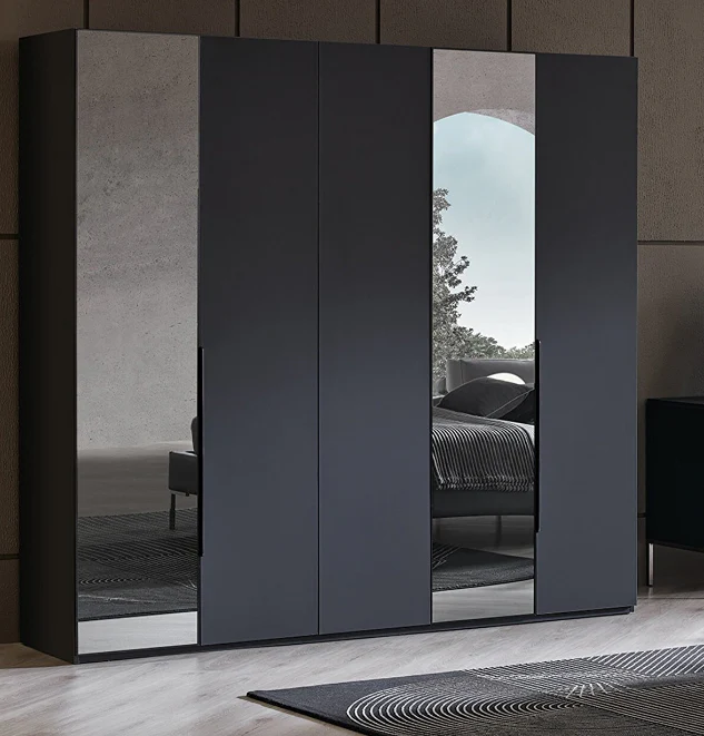 Петкрилен гардероб «Legato Black» + стъклени врати, ширина 226см - Image 4