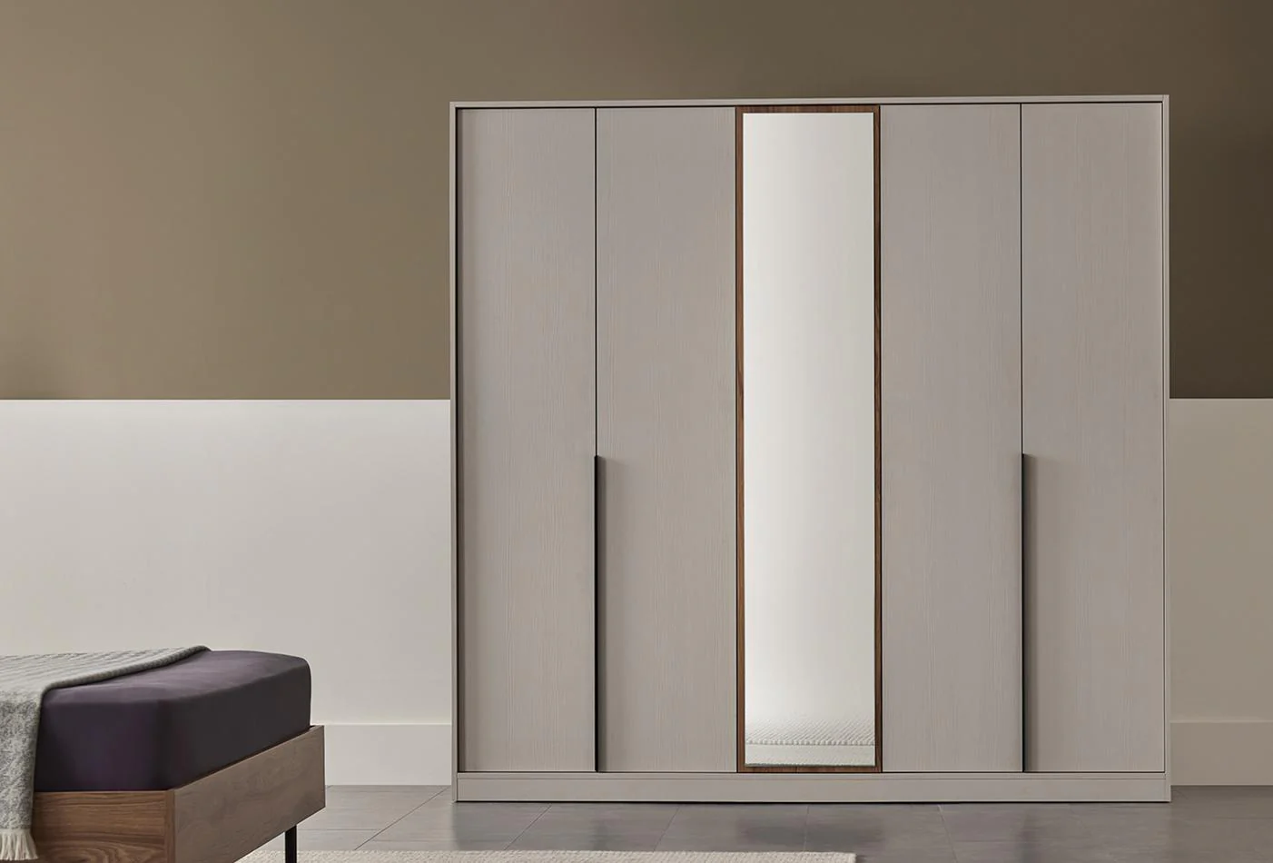 Петкрилен гардероб «Loreto» с огледална врата, ширина 227см - Image 5