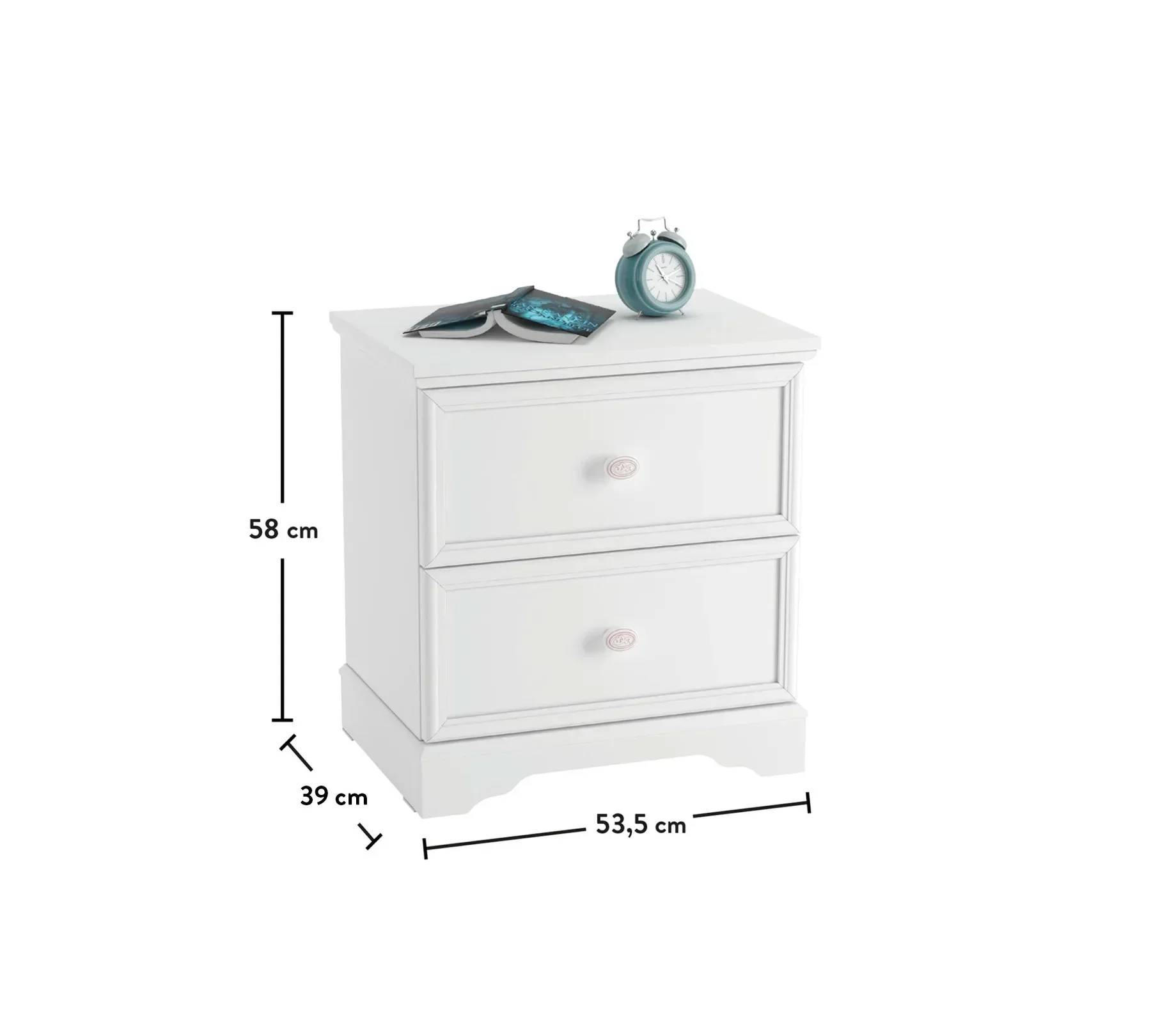 Нощно шкафче «Rustic White» + две чекмеджета, размер 53х58х38см - Image 3