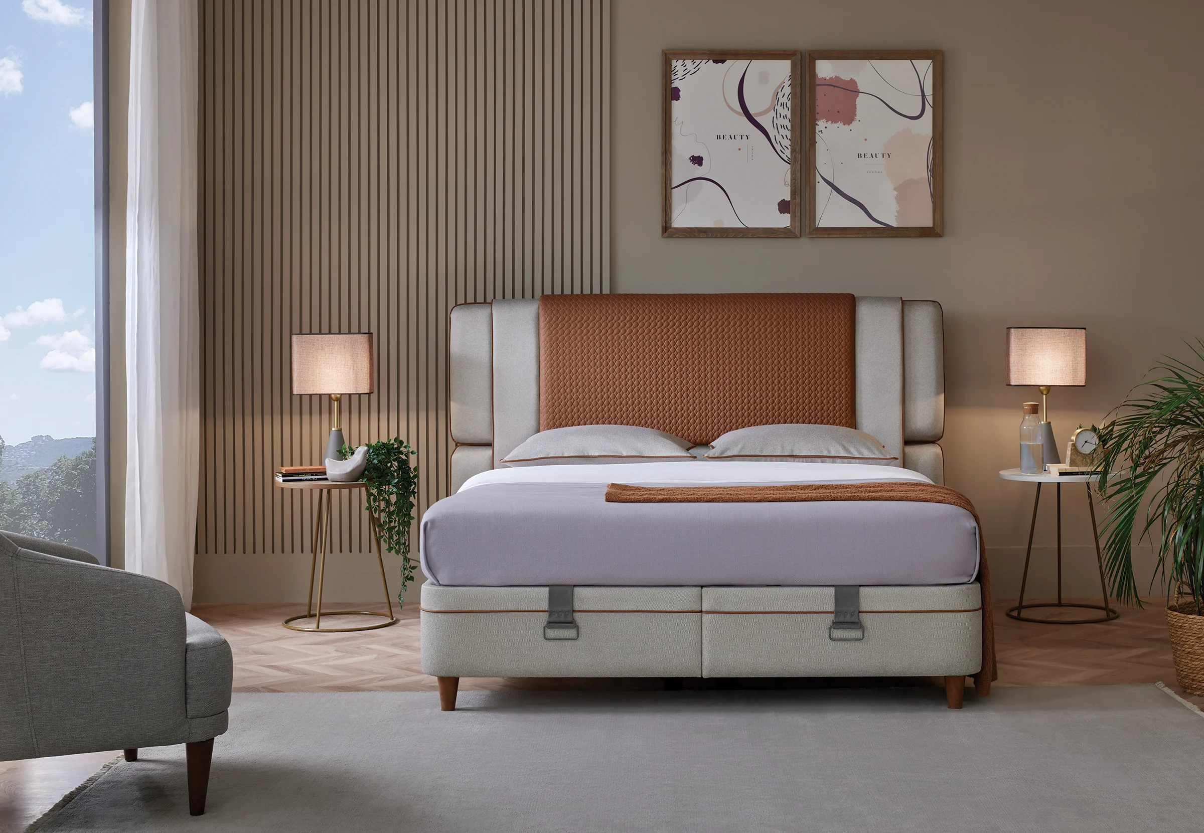 Тапицирано легло «Bamboo Pedic» + Матрак и табла - с място за съхранение, матрак с бамбукови влакна, с микрокапсули - Image 7