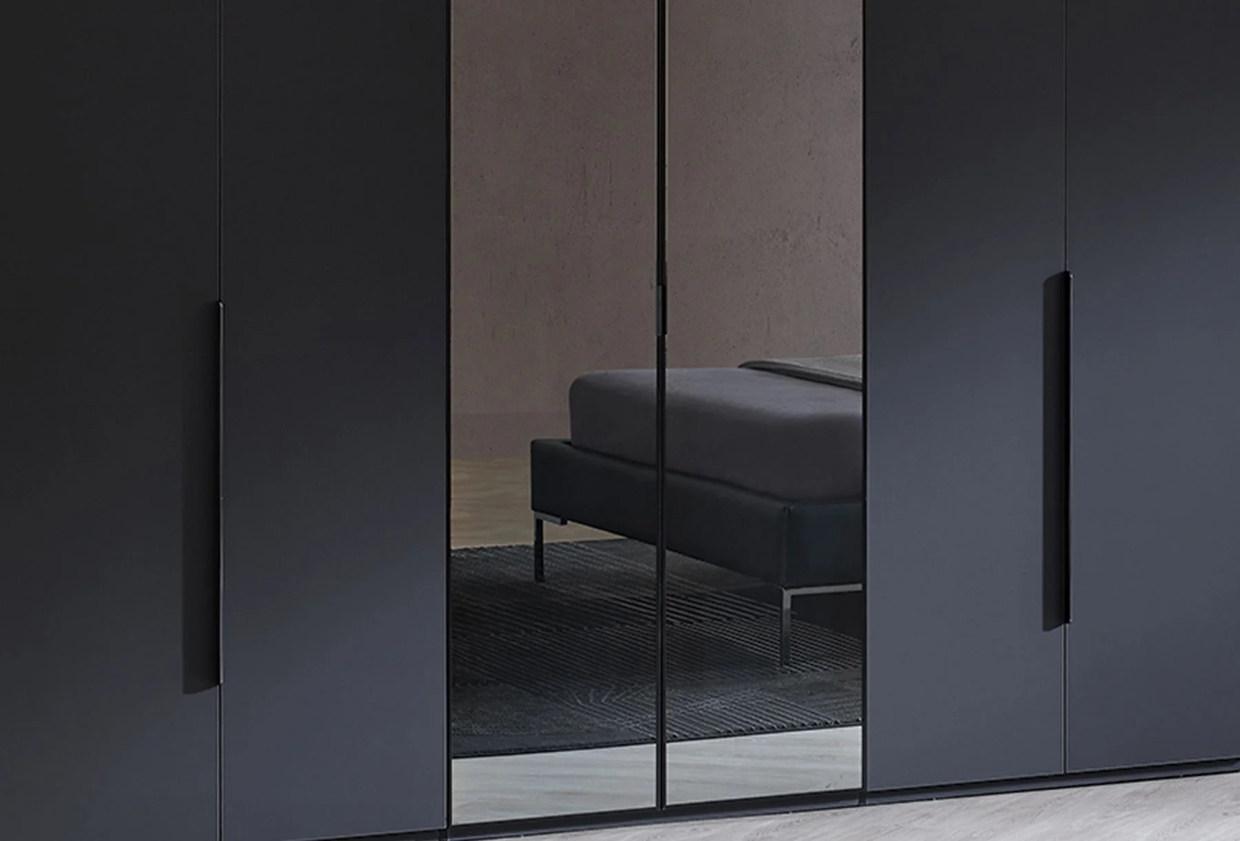 Шесткрилен гардероб «Legato Black» - стъклени врати, ширина 272см - Image 3