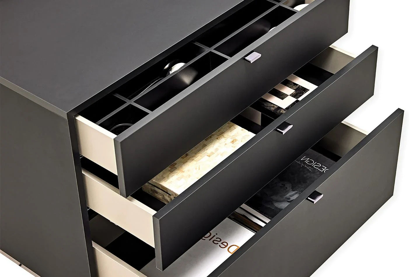 Шкаф «Legato Black» с три чекмеджета и органайзер, размер 80х81х48см - Image 4