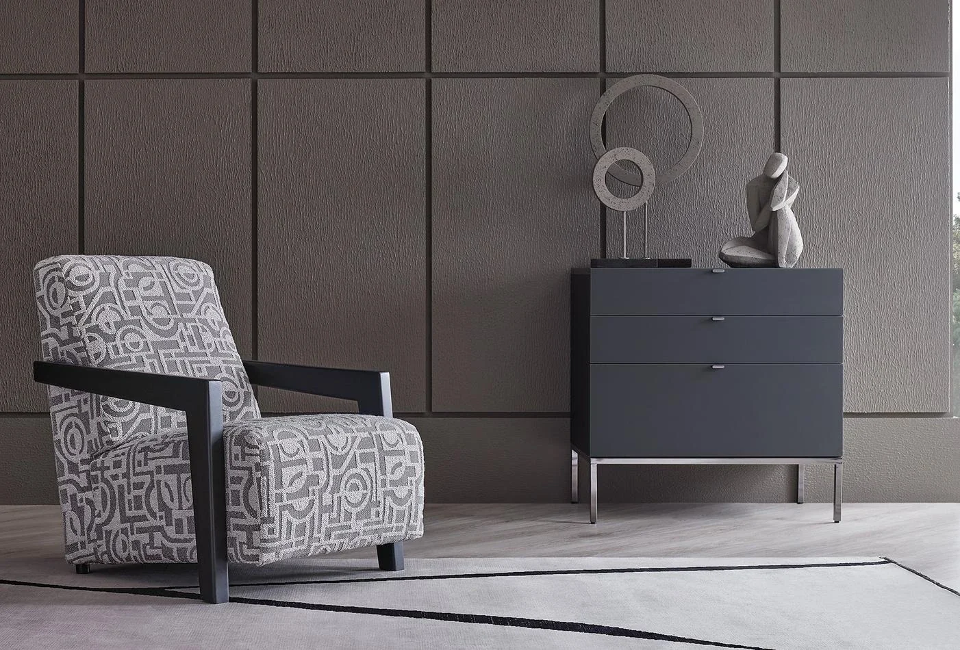 Шкаф «Legato Black» с три чекмеджета и органайзер, размер 80х81х48см - Image 5