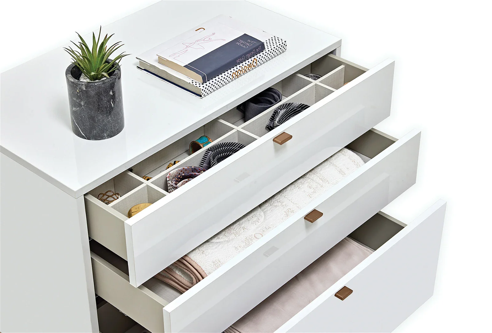 Шкаф «Legato White» с три чекмеджета и органайзер, размер 80х81х48см - Image 2