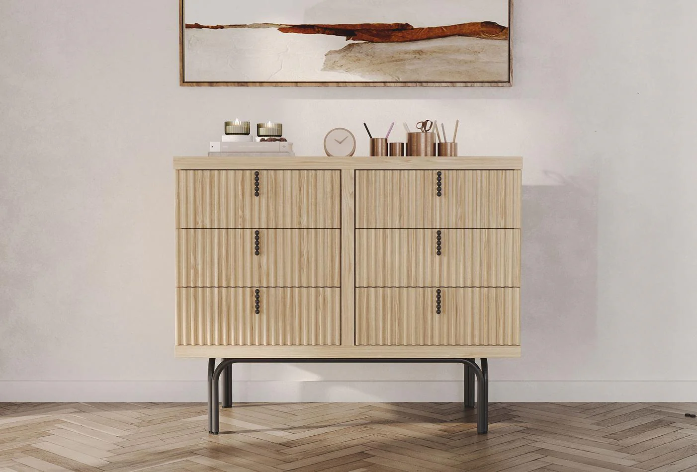 Скрин «Austin Oak» с шест чекмеджета, размер 103х81х48см