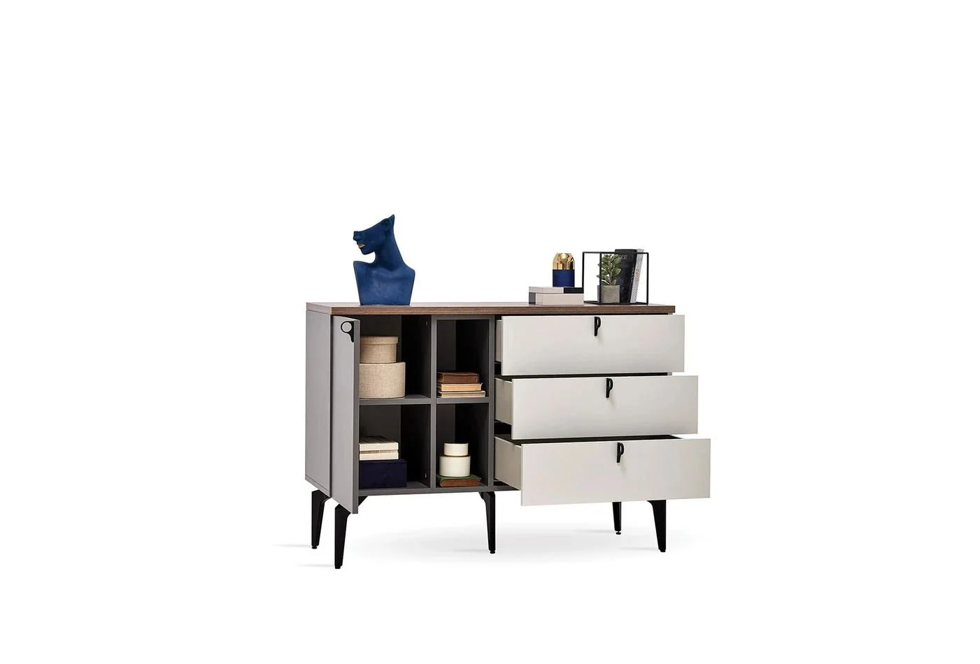 Скрин «Cordell» с три чекмеджета и шкаф, размер 120х85х46см - Image 5